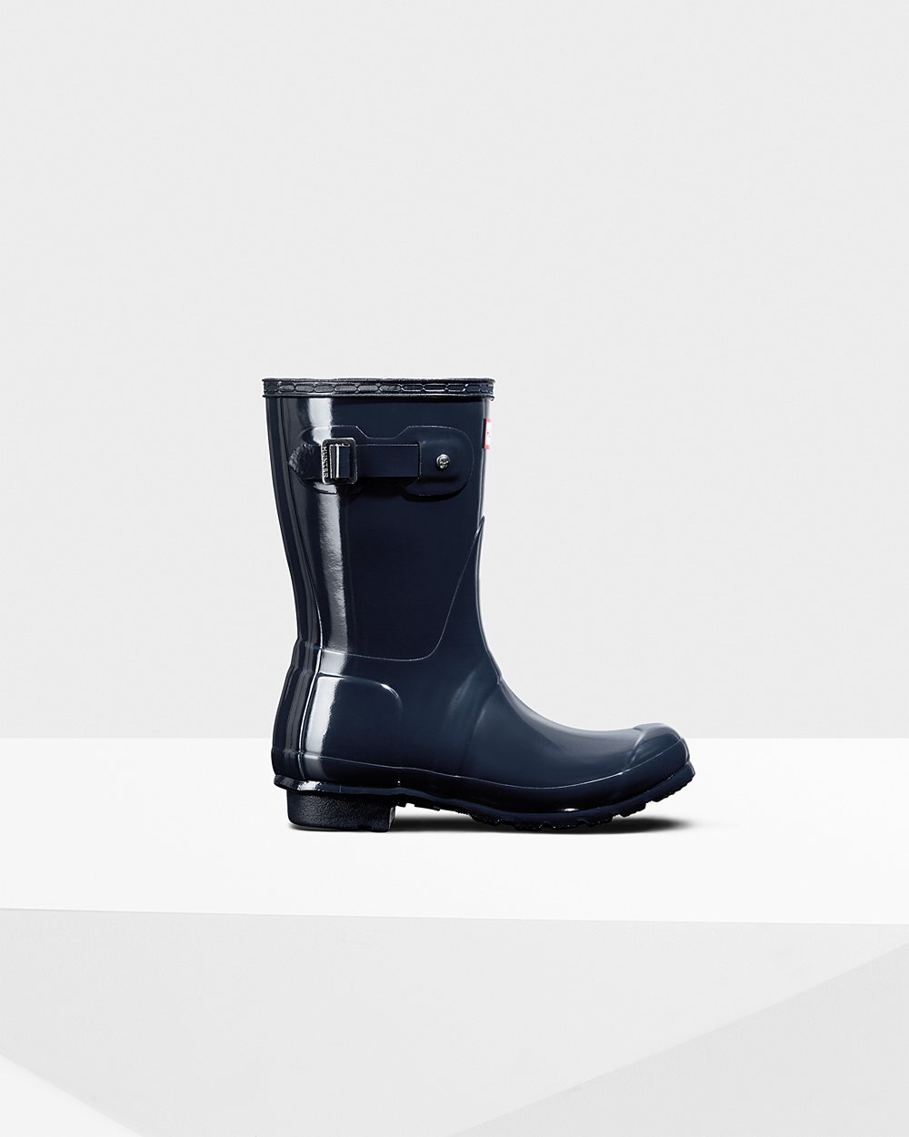 Hunter Original Gloss Short Rain Boots - Sale Clearance Womens Navy - ZQYKMP407